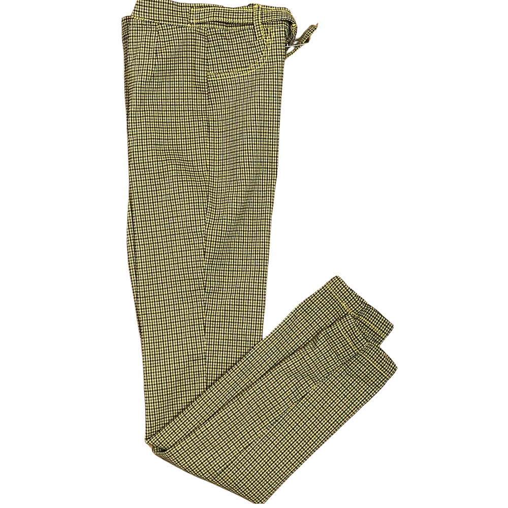 Urban Outfitters Sz 0 Neve Belted High-Waisted Cigarette Pant Yellow Plaid New